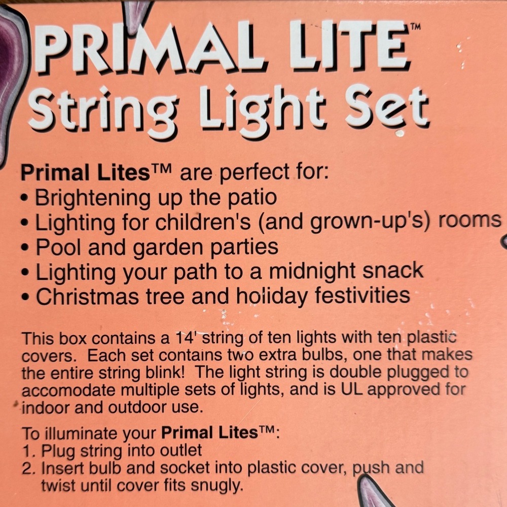 NIB VTG 90s Primal Lite Shell String Lights 14ft 10 shells Kitsch Patio Tropical - Picture 5 of 6